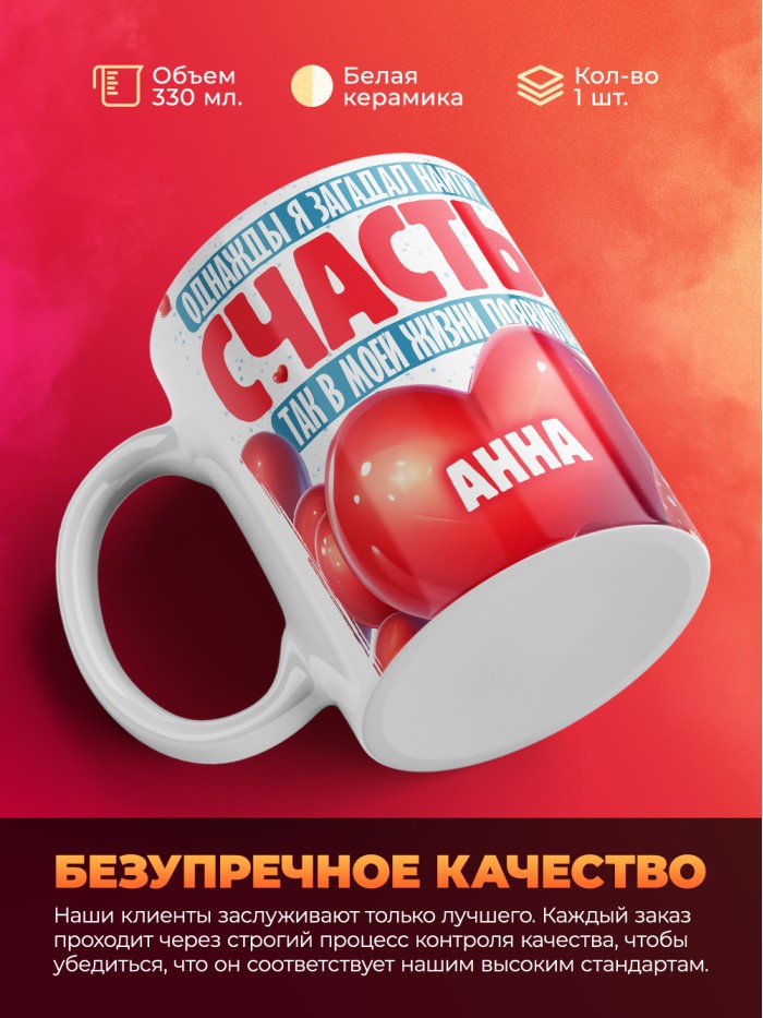 Кружка на 14 февраля с именем Анна  Истра