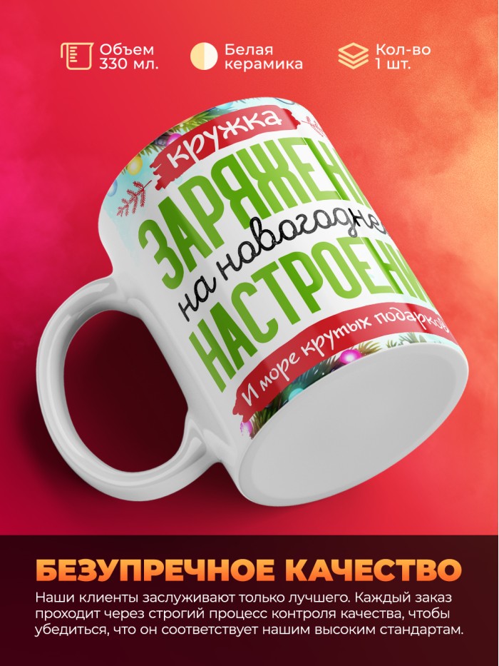 Кружка с принтом в подарок Кружка с принтом Новый год 2025, белая, 330 мл  Истра