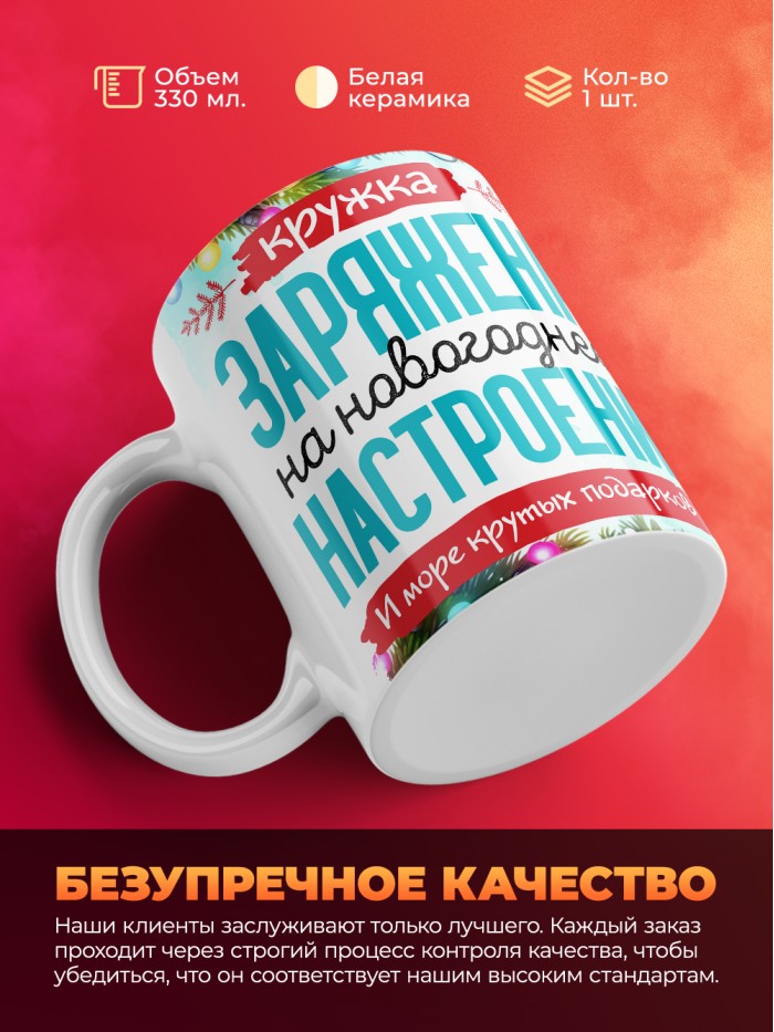 Кружка с принтом в подарок Кружка с принтом Новый год 2025, белая, 330 мл  Истра