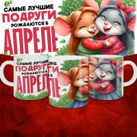 Кружка с принтом, Самые лучшие подруги рождаются в Апреле, белая, 330 мл