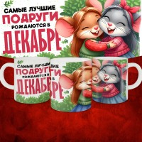 Кружка с принтом, Самые лучшие подруги рождаются в Декабре, белая, 330 мл