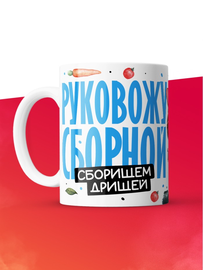 Кружка с принтом: Тренер, руковожу сборной, котик, белая, 330 мл.  Истра