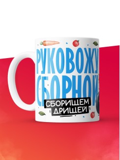 Кружка с принтом: Тренер, руковожу сборной, лисичка, белая, 330 мл.
