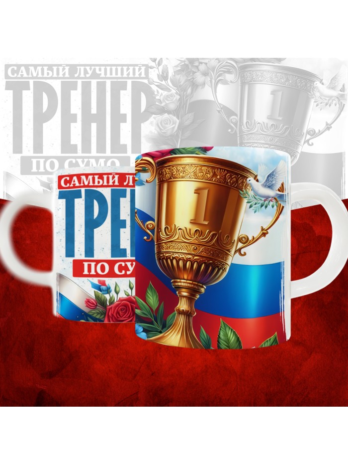 Кружка с принтом: Самый лучший тренер по По Сумо, белая, 330 мл  Истра