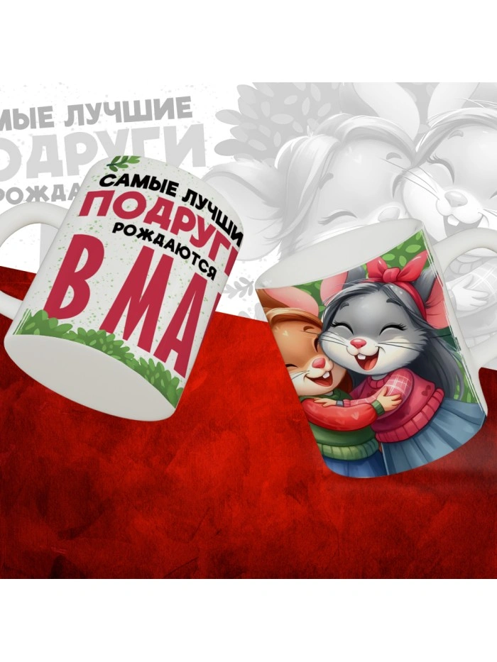 Кружка с принтом, Самые лучшие подруги рождаются в Мае, белая, 330 мл  Истра