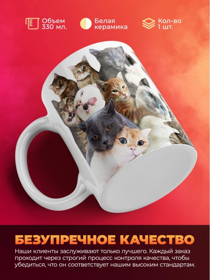 Кружка с принтом: Мы, котики, мем, белая, 330 мл.  Истра
