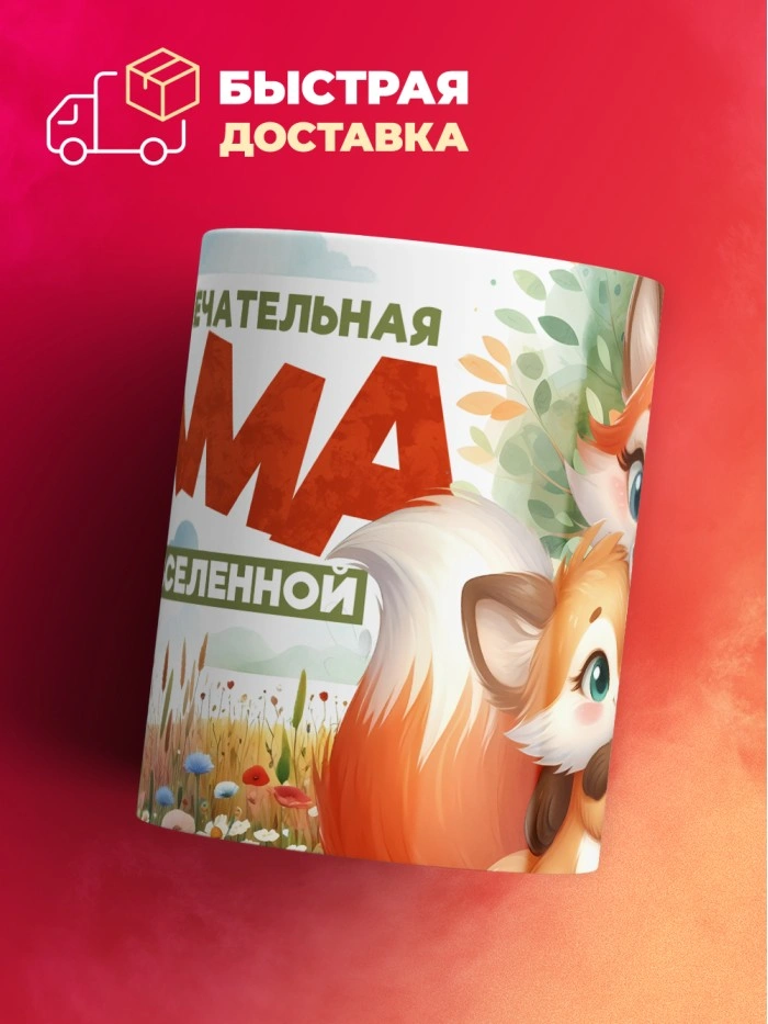 Кружка с принтом: Самая замечастельная мама во всей вселенной, лисички, белая, 330 мл  Истра